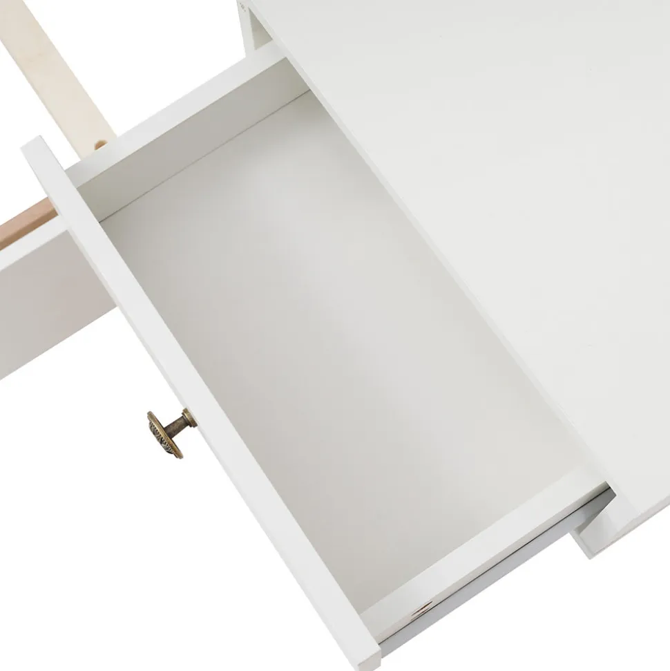 Lit double 160x200 cm - Lit en bois avec 2 tables de chevet et USB - Bois massif - Sans Matelas - Naturel