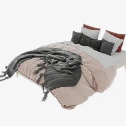 Lit Double 160x200 cm - Lit pour Adulte/Ado Moderne à Base Basse, Sans Tête de Lit, Sans Matelas, en Velours Hollandais Beige