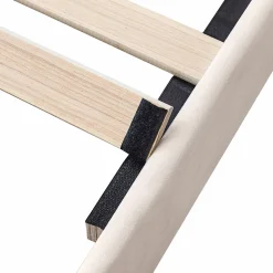 Lit Double 160x200 cm - Lit Rembourré ado - Velours - Sans Matelas - Beige