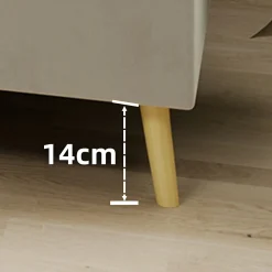 Lit Double 140x200 cm - pour Adulte/Ado Moderne à Base Basse, Sans Tête de Lit, Sans Matelas, en Velours Hollandais Beige