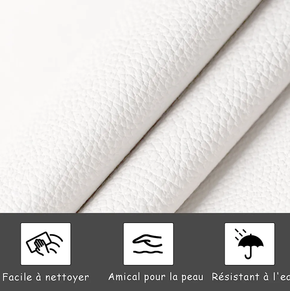 Lit Double 140x190 Cm, Avec Éclairage LED, Lit Avec Sommier Et Rangement, Pu, Blanc