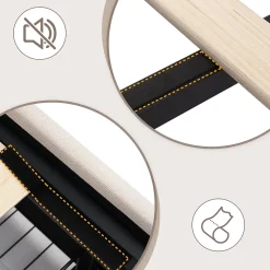 Lit Double 140x200 cm avec LED et Tiroirs - Lit Capitonné avec Tête Réglable et Rangement - en Lin Beige, Sans Matelas