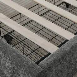 Lit double 160x200 cm, chenille, 4 tiroirs - gris foncé