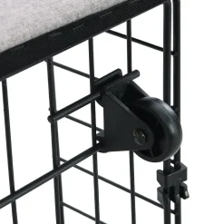 Lit Double 180x200 cm, Lit Capitonné avec LED et 2 Tiroirs, Structure en Tissu Lin et Métal, Gris - Sans Matelas