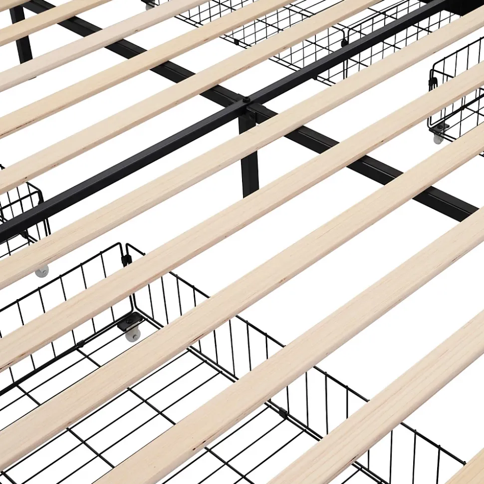 Lit double 160x200 cm rembourré, tête LED, 4 tiroirs, USB, lin beige, sans matelas