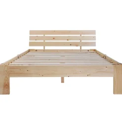 Lit Double 140x200cm Bois Tête De Lit Naturel Blackcolors