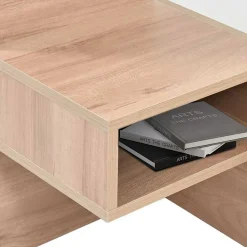 Lit Double 180X200Cm Usb Chevet Chêne Blanc Blackcolors