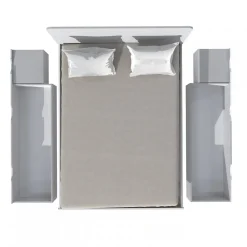 Lit double ZENIA 140x190 + 2 chevets + 2 tiroirs / Décor Chêne blanchi