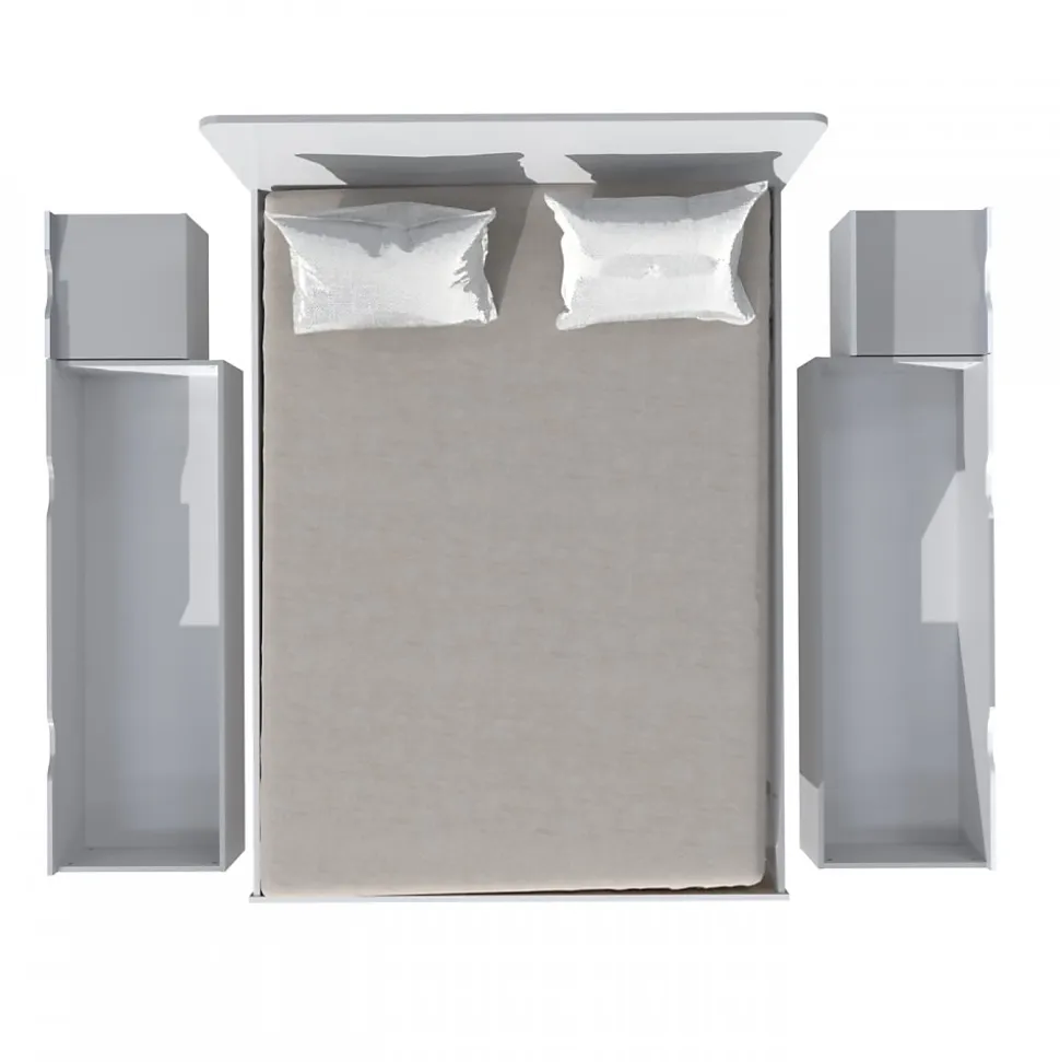 Lit double ZENIA 140x190 + 2 chevets + 2 tiroirs / Décor Chêne blanchi