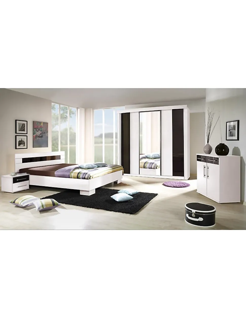 Lit DUBLIN blanc 140 x 190 cm, idéal pour chambre à coucher. Meuble design