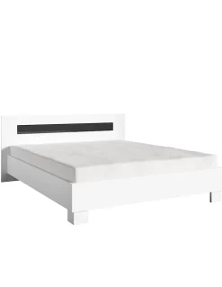 Lit DUBLIN blanc 140 x 190 cm, idéal pour chambre à coucher. Meuble design