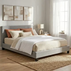 Lit DUBLIN 140x190 + 1 sommier / Gris clair