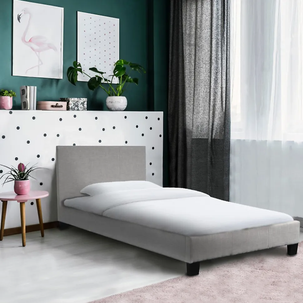 Lit DUBLIN 90x190 + 1 sommier / Gris clair