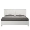 Lit Egos Annalisa avec sommier 160x200 et coussins simili cuir blanc