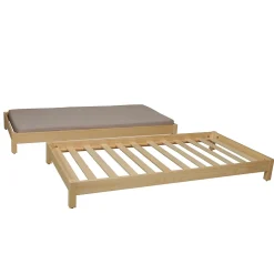 Lit empilable JONAS 90x190 (lot de deux lits)+ 2 sommiers / Naturel