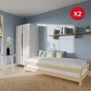 Lit empilable JONAS 90x200 (lot de deux lits)+ 2 sommiers / Naturel