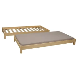 Lit empilable JONAS 90x200 (lot de deux lits)+ 2 sommiers / Naturel