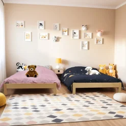 Lit empilable JONAS 90x200 (lot de deux lits)+ 2 sommiers / Naturel