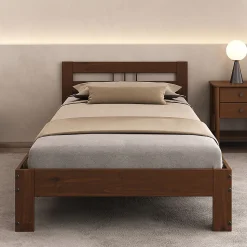 Lit en bois THEO 100 x 200 cm - Coloris châtaignier