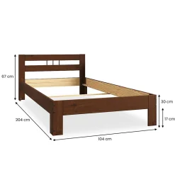 Lit en bois THEO 100 x 200 cm - Coloris châtaignier