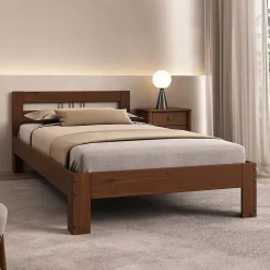 Lit en bois THEO 100 x 200 cm - Coloris châtaignier