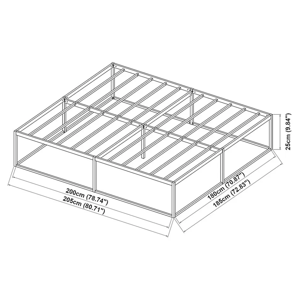 Lit en métal Trerunta acier 180 x 200 cm noir en.casa
