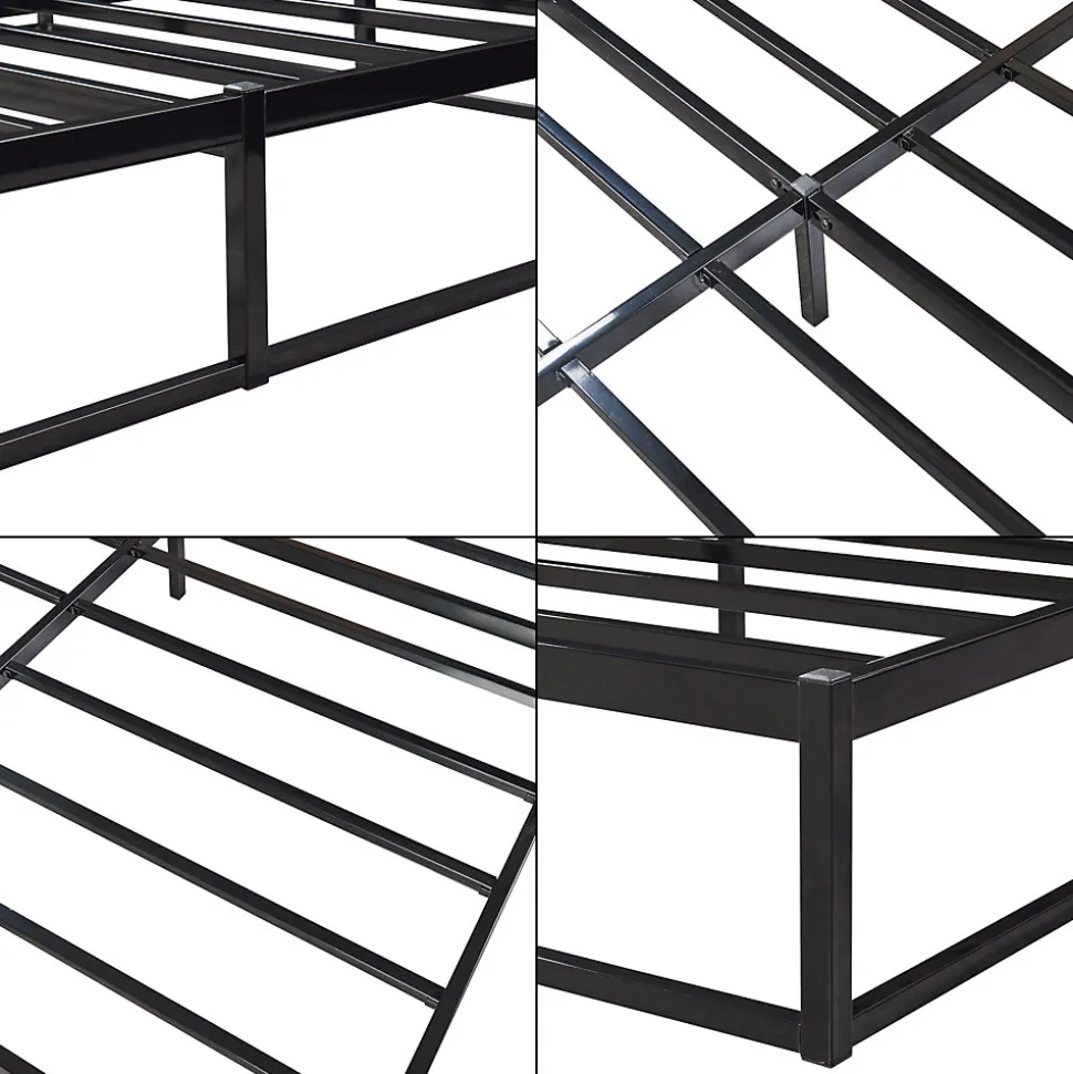 Lit en métal Trerunta acier 180 x 200 cm noir en.casa