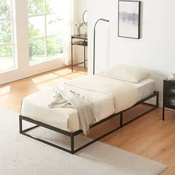 Lit en métal Trerunta acier 90 x 200 cm noir en.casa