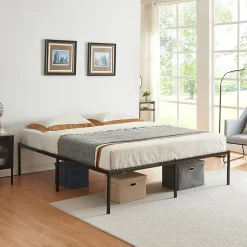 Lit en métal Vaardö acier 180 x 200 cm noir en.casa