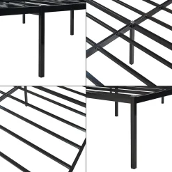 Lit en métal Vaardö acier 180 x 200 cm noir en.casa