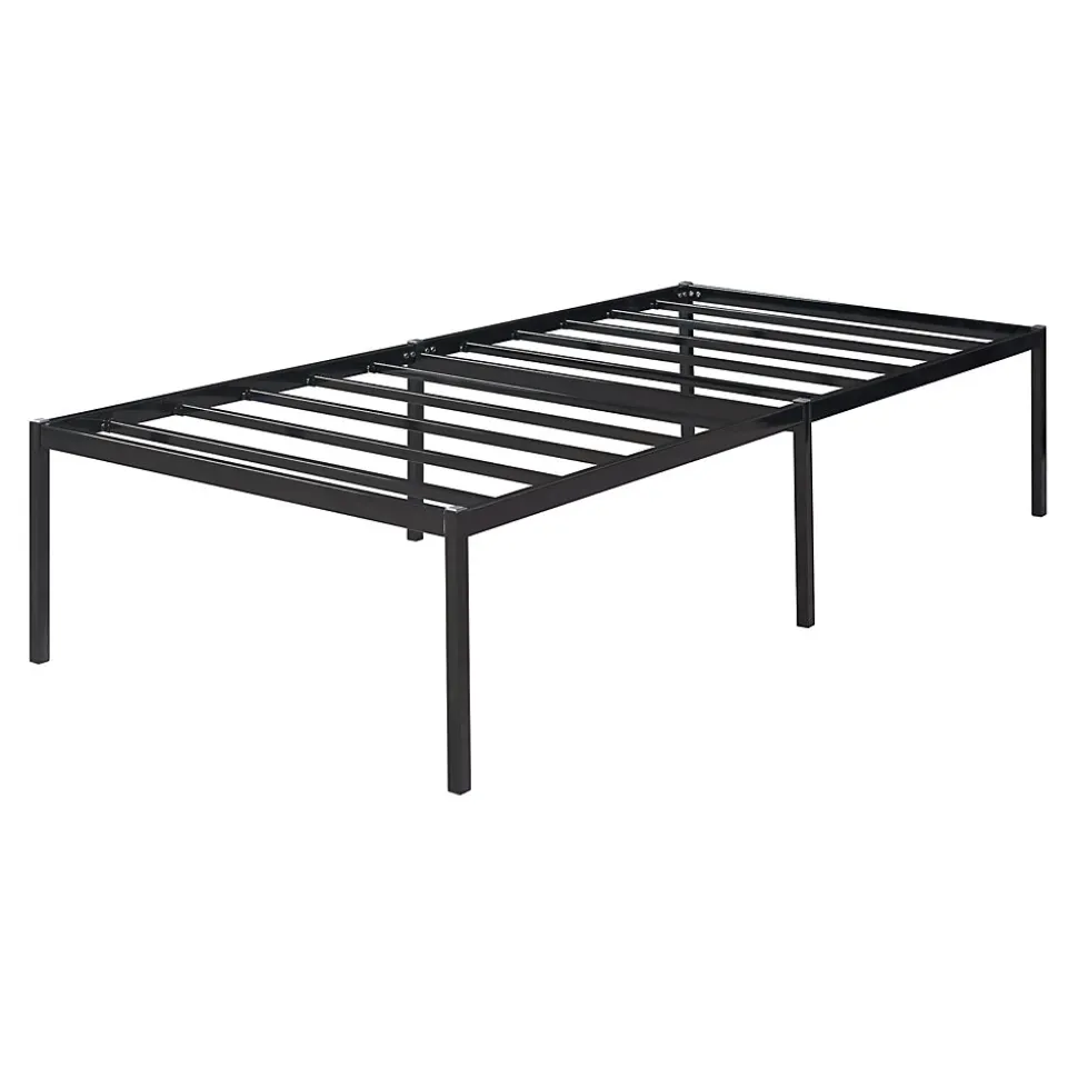 Lit en métal Vaardö acier 90 x 200 cm noir en.casa