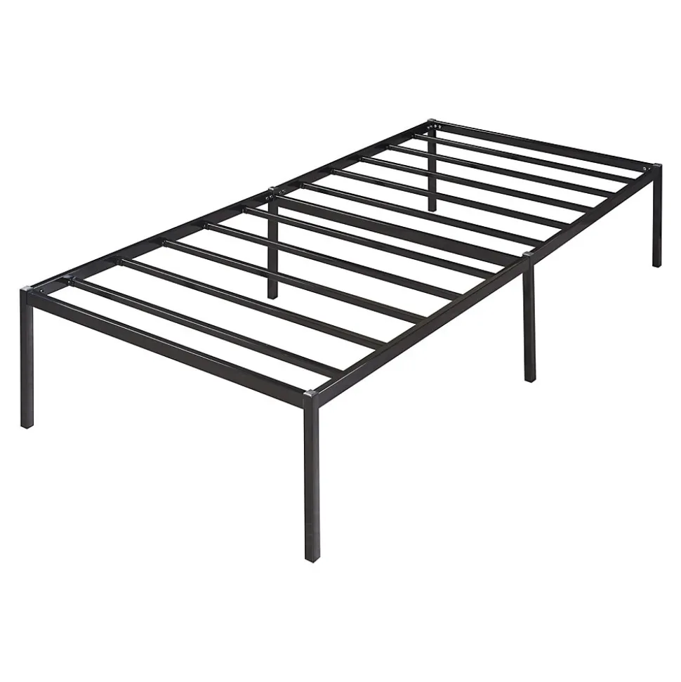 Lit en métal Vaardö acier 90 x 200 cm noir en.casa