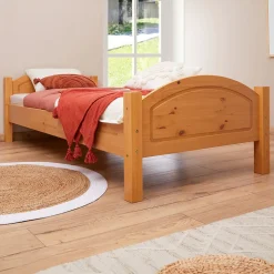 Lit en pin FLIMS, 90 x 200 cm, lasuré couleur hêtre