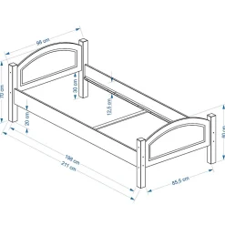 Lit en pin FLIMS, 90 x 200 cm, vernis naturel