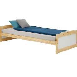 Lit en pin FRITZ, 90 x 200 cm, coloris naturel et blanc