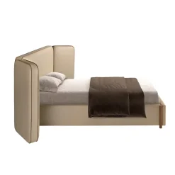 Lit en simili cuir couleur vison