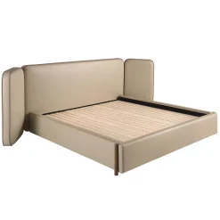 Lit en simili cuir couleur vison