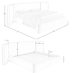 Lit en simili cuir couleur vison