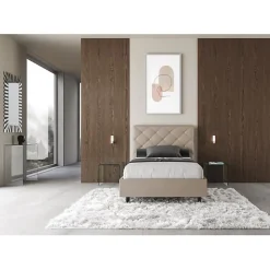 Lit en simili cuir gris tourterelle Priya avec sommier tapissé 120x190