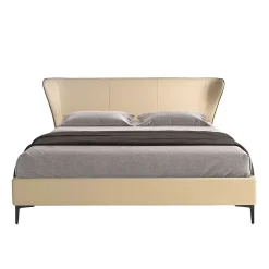 Lit en similicuir crème moderne avec sommier multi-lits