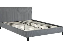 Lit en Velours Cotelé "Ambre" 140 x 190 Gris