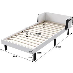 Lit enfant 90 x 200 cm, en forme de chiots, cadre de lit en bois massif, avec sommier à lattes, sans matelas, Blanc