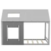 Lit enfant 90 x 200 cm en forme de maison, gris foncé et gris clair Blackcolors