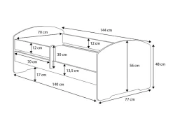 Lit enfant Aksel avec tiroir - sommier et matelas inclus - 140 cm x 70 cm