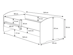 Lit enfant Aksil avec sommier et matelas - 160 cm x 80 cm