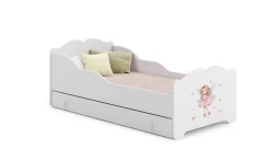 Lit enfant ALMENA avec tiroir matelas et cadre inclus - Fée rose - 140 cm x 70 cm