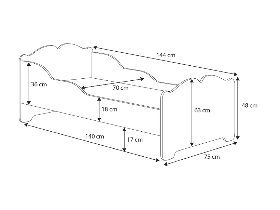 Lit enfant ANNA avec matelas 140x70 Corne de licorne