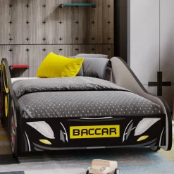 Lit enfant Batcar noir 140x70 avec matelas