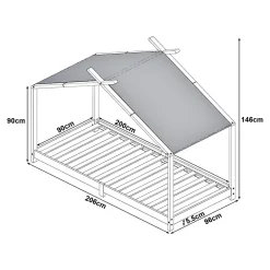 Lit enfant Brome bois de pin 90 x 200 cm vert menthe blanc en.casa