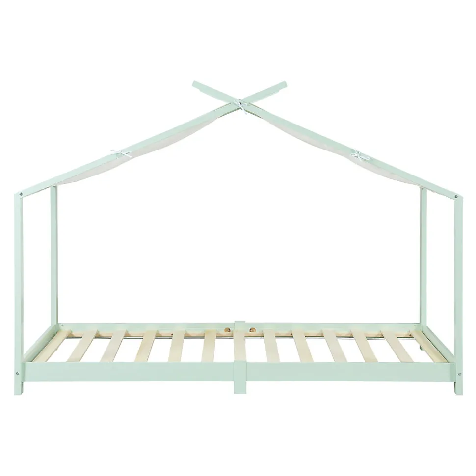Lit enfant Brome bois de pin 90 x 200 cm vert menthe blanc en.casa